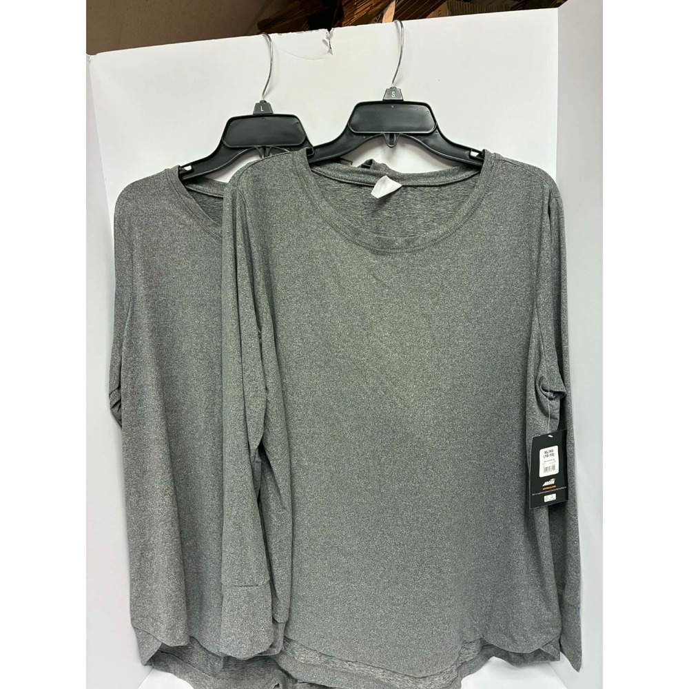 Avia Women's Long Sleeve Performance Top Gray 2-Pack Size XL 16-18 Athletic